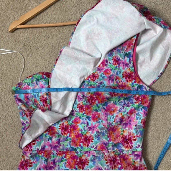 Amanda Uprichard Mini Dress One Shoulder Floral Watercolor Cotton Size Large - Picture 10 of 16